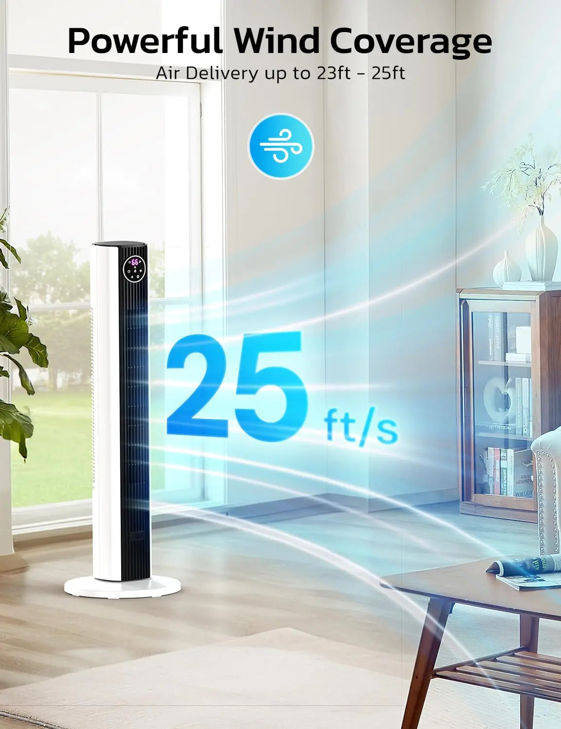 37” Oscillating Tower Fan with Remote  Powerful Cooling. Quiet Comfort. Smart Control.