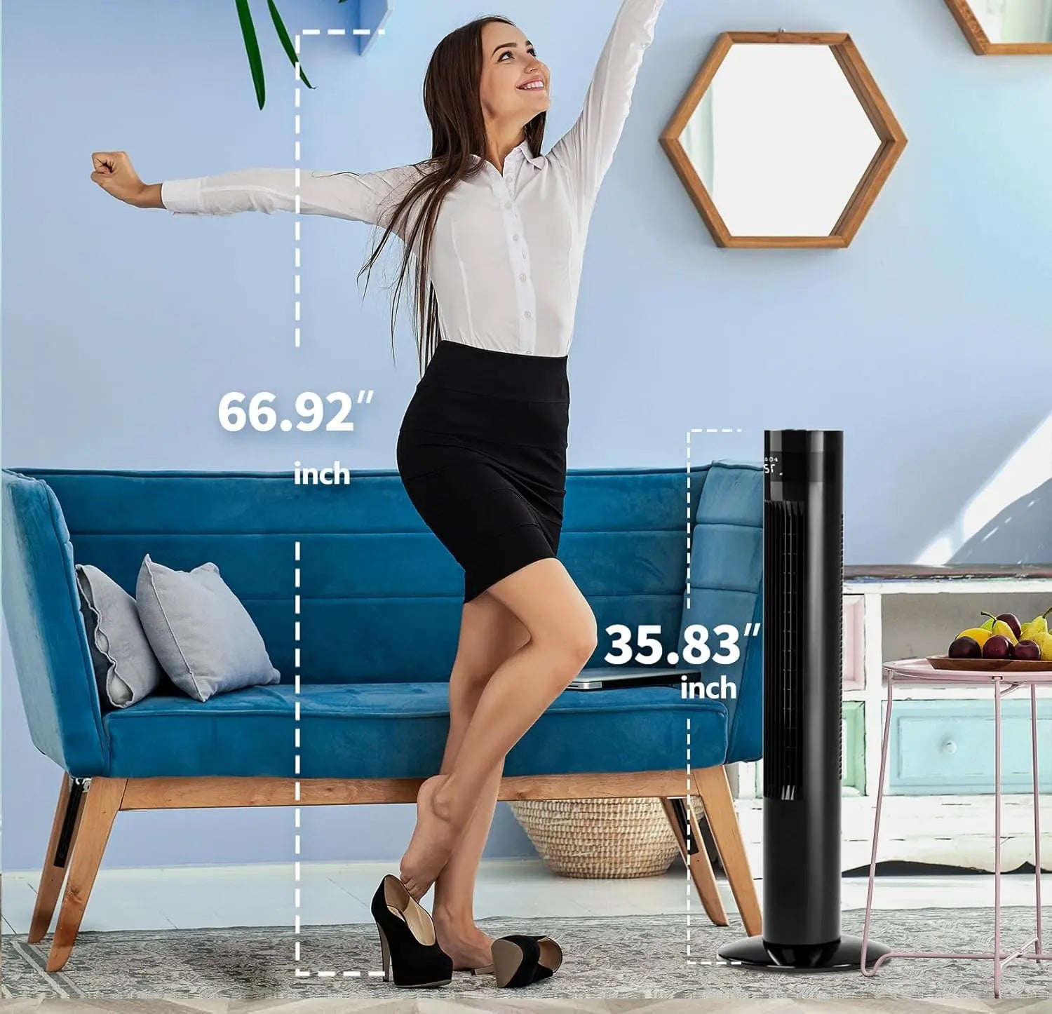 Tower Fan — a sleek, space-saving solution designed to improve air circulation in your home or office.